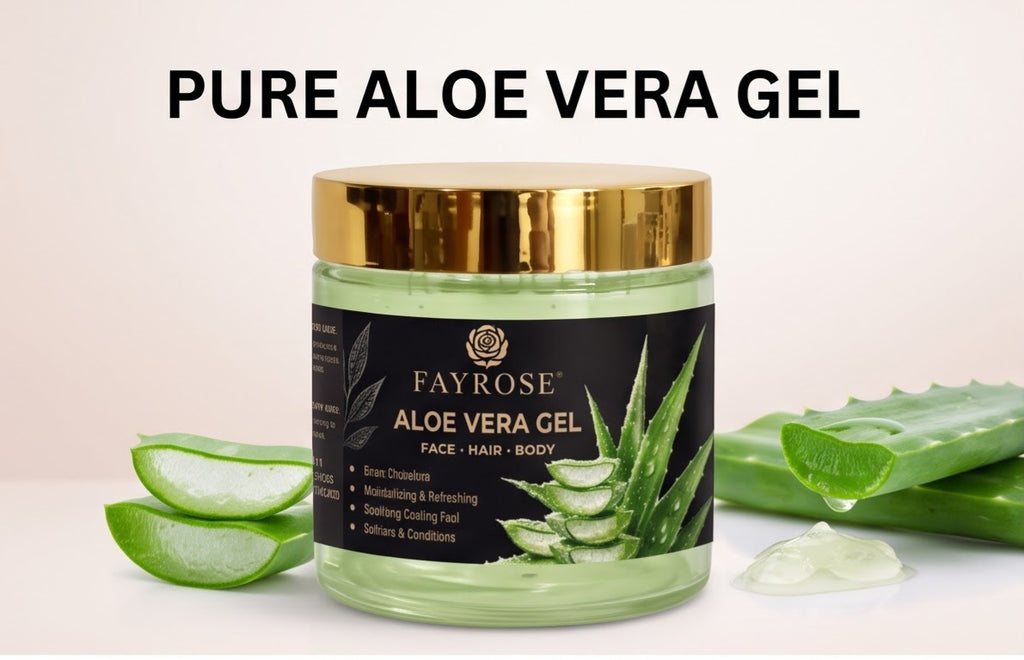 FAYROSE Aloe Vera Gel on aloe leaf